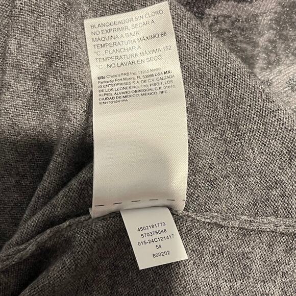 NWT Chico's Pullover Sweater Silver Gray Foil Intarsia Size 4 / XXL Shiny - Picture 8 of 8